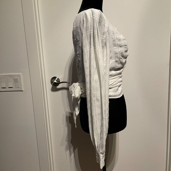 STORIA Wrap Blouse, White, Size S - Picture 2 of 8